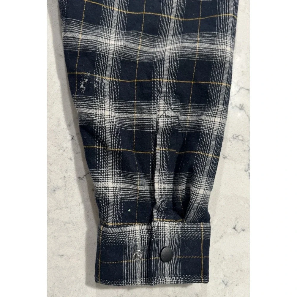 Rugged Elements Quilted Flannel Shirt Jacket Mens Large Gray Black Plaid Shacket